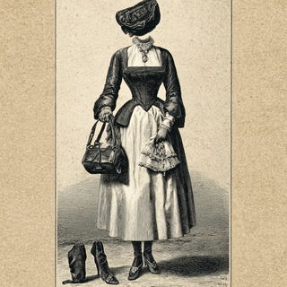 Kilnplate Antiquarianism style, Midjourney V7: haute-couture fashion outfit