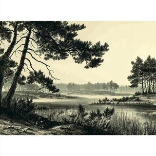 Kilnplate Antiquarianism style, Midjourney V7: realistic landscape photograph of quiet dawn