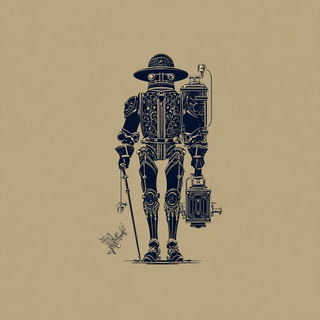 Stellarabesque style, Midjourney V7: concept art character design of retropunk steam knight
