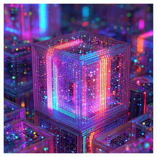 Neon Biocollage style, Midjourney V7: abstract 3D render