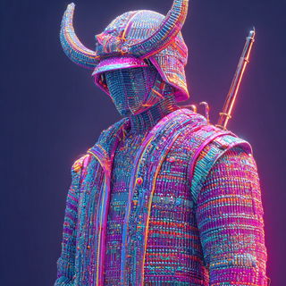 Neon Biocollage style, Midjourney V7: concept art character design of retropunk steam knight