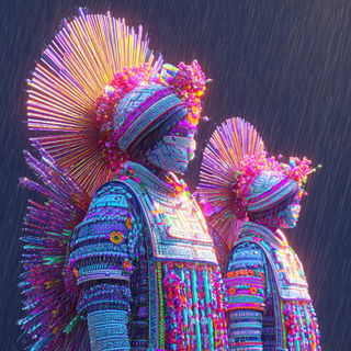 Neon Biocollage style, Midjourney V7: traditional folk art
