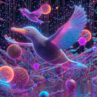 Neon Biocollage style, Midjourney V7: editorial illustration for popular scientific magazine cover