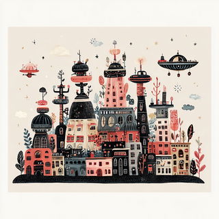 Bramblegloom style, Midjourney V7: megacity with futuristic bioarchitecture