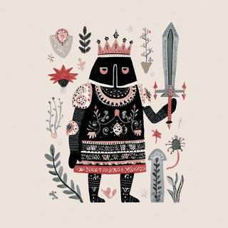 Bramblegloom style, Midjourney V7: concept art character design of retropunk steam knight