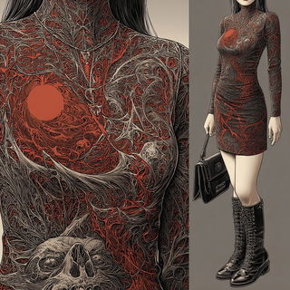Pilgrimthorn style, Midjourney V7: haute-couture fashion outfit