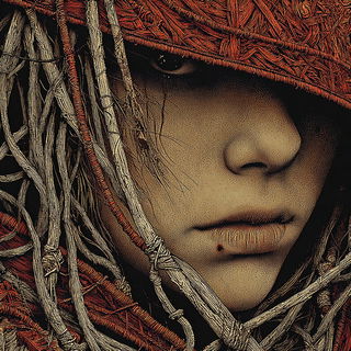 Pilgrimthorn style, Midjourney V7: photographic portrait of female protagonist