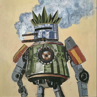 Garbled Gills style, Midjourney V7: concept art character design of retropunk steam knight