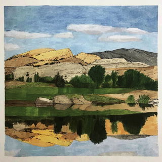 Garbled Gills style, Midjourney V7: realistic landscape photograph of quiet dawn