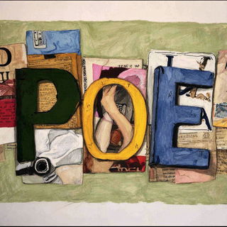 Garbled Gills style, Midjourney V7: typographic composition with large letters