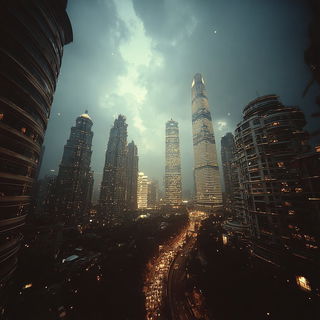 Beamstage style, Midjourney V7: megacity with futuristic bioarchitecture