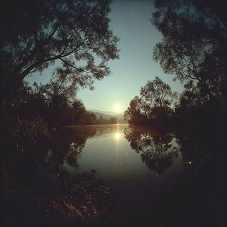 Beamstage style, Midjourney V7: realistic landscape photograph of quiet dawn