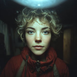 Beamstage style, Midjourney V7: photographic portrait of female protagonist