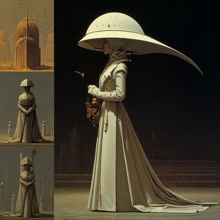 Gloamfront style, Midjourney V7: haute-couture fashion outfit