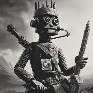 Sepia Lithic Chiaroscuro style, Midjourney V7: concept art character design of retropunk steam knight
