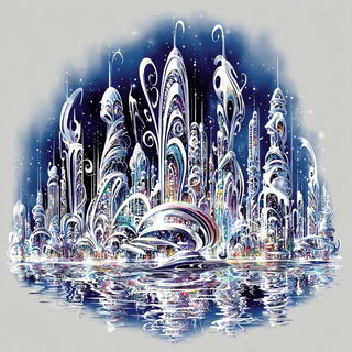 Ouroboros Filigree style, Midjourney V7: megacity with futuristic bioarchitecture