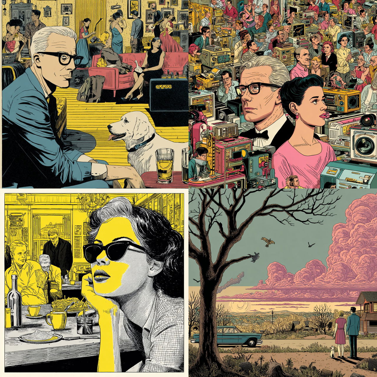 Dan Clowes style, Midjourney V7, render 1 of 4
