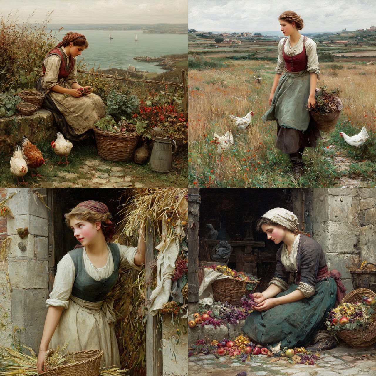 Daniel Ridgway Knight style, Midjourney V7, render 1 of 4