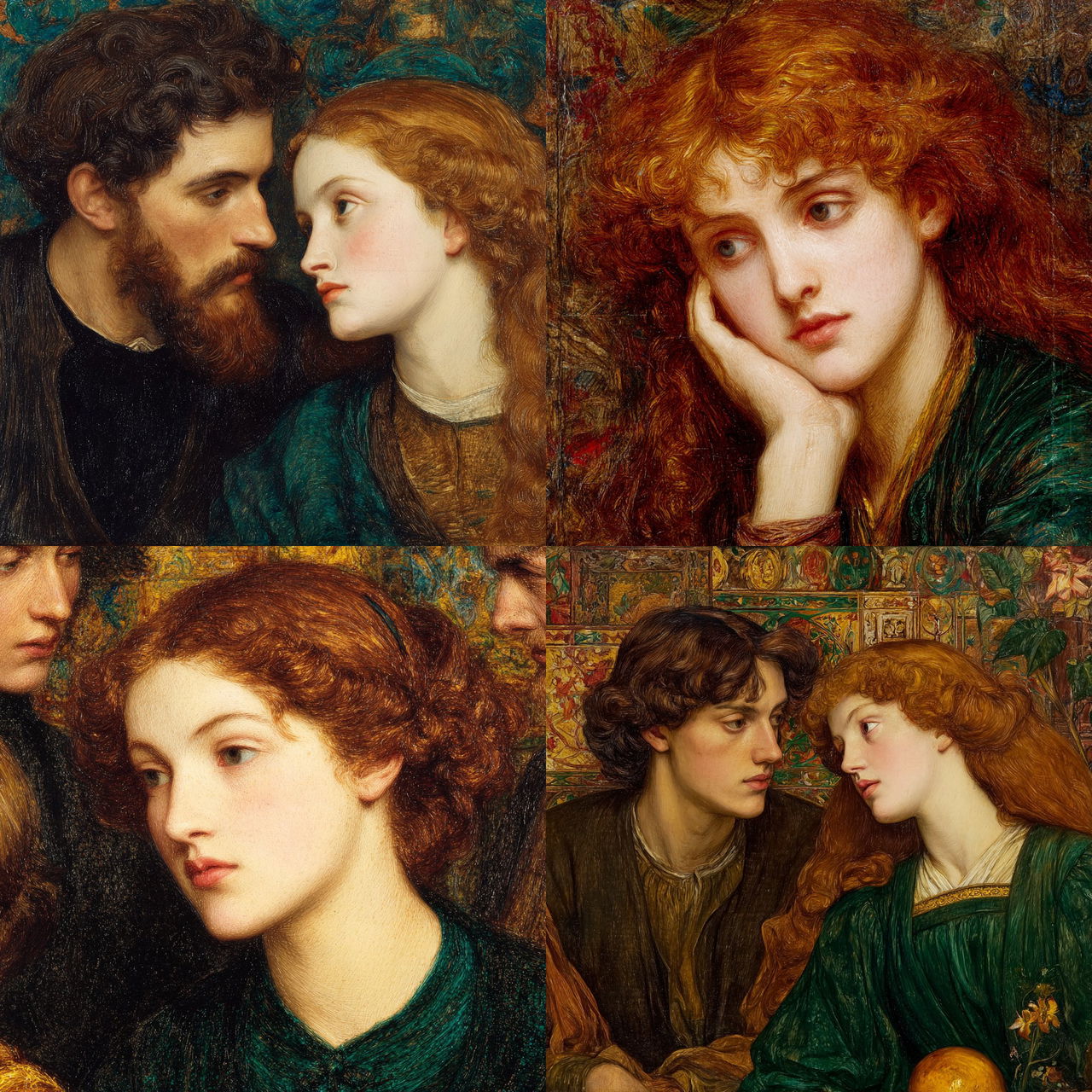 Dante Gabriel Rossetti style, Midjourney V7, render 1 of 4
