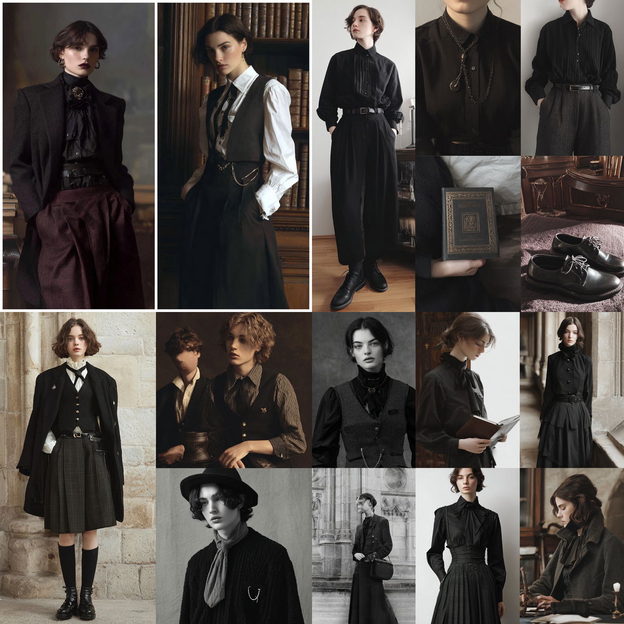 Dark Academia fashion style, Midjourney V7, render 1 of 4