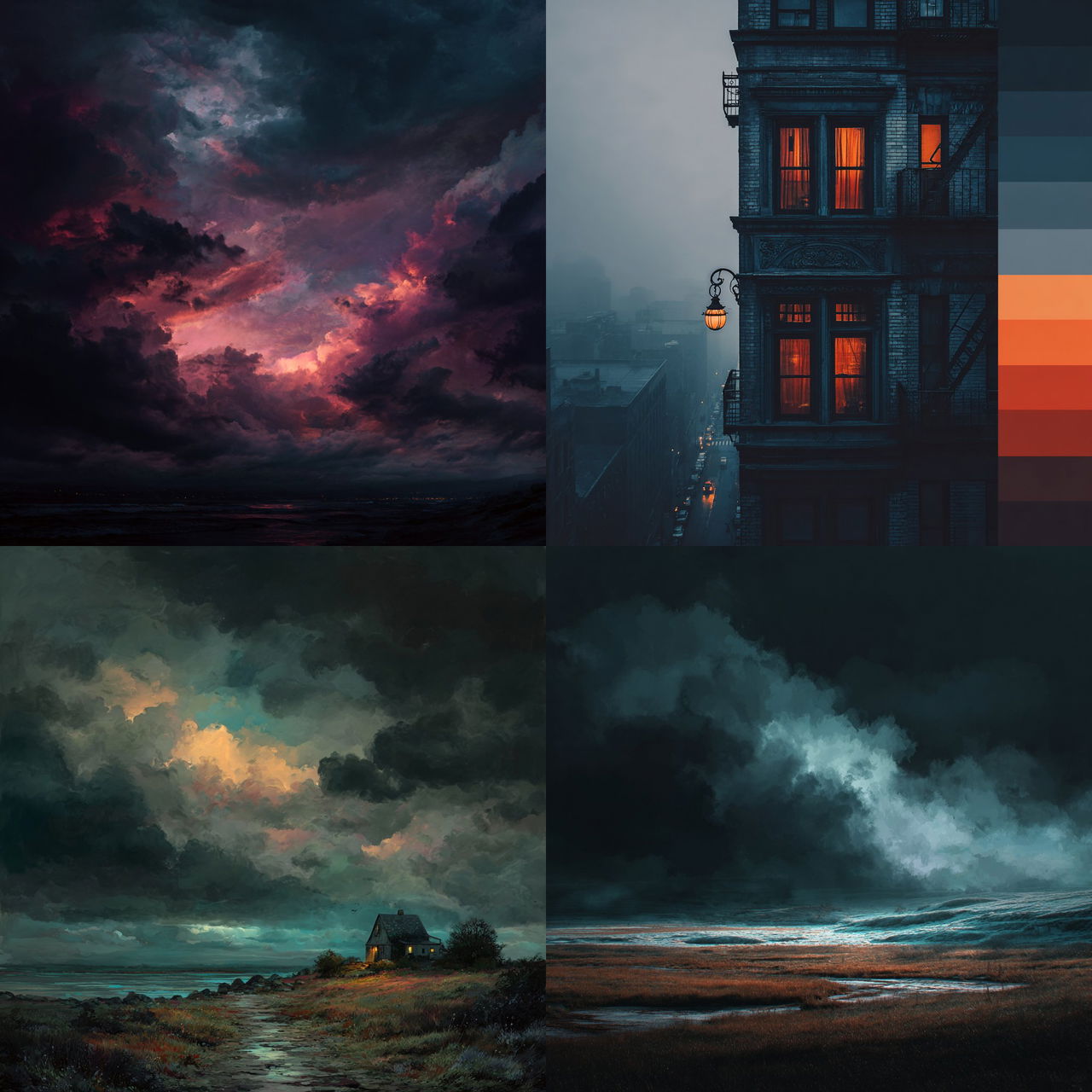 Dark foreboding colors style, Midjourney V7, render 1 of 4