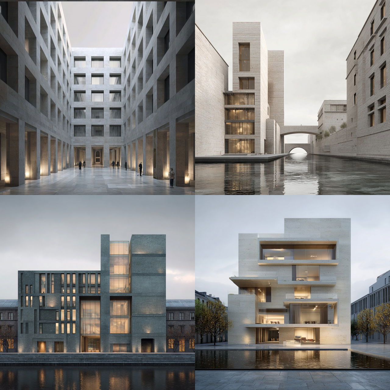 David Chipperfield style, Midjourney V7, render 1 of 4