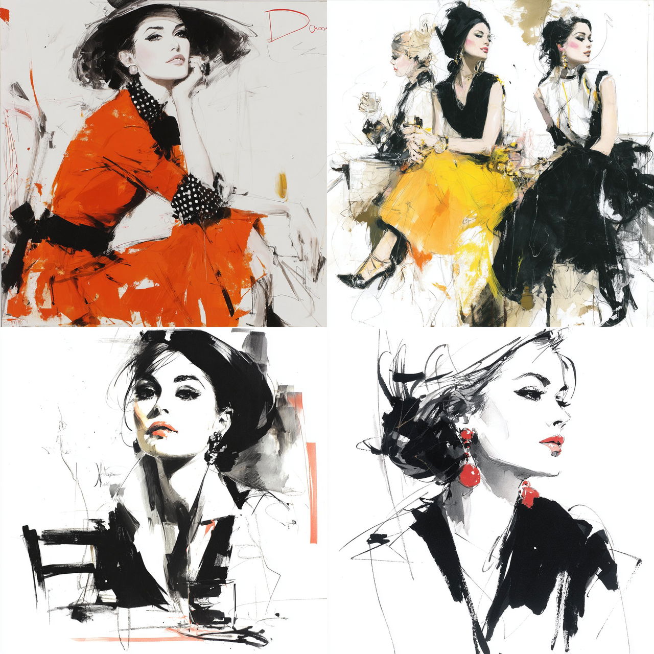 David Downton style, Midjourney V7, render 1 of 4