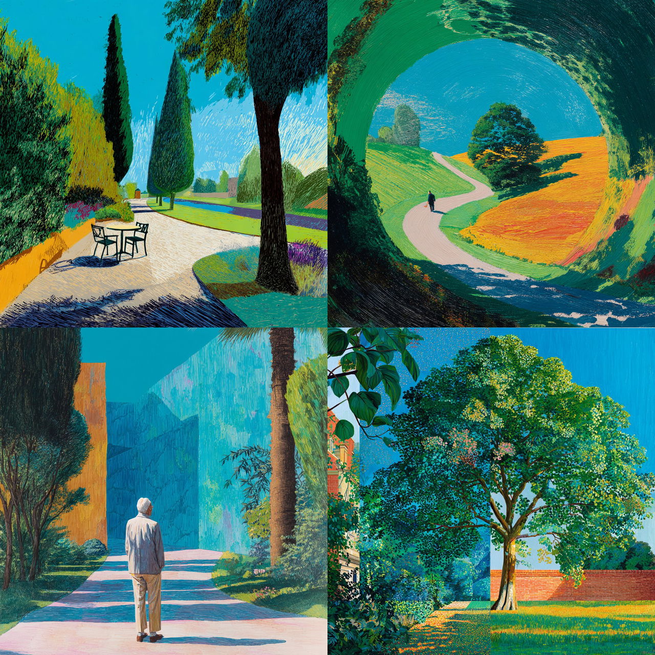 David Hockney style, Midjourney V7, render 1 of 4