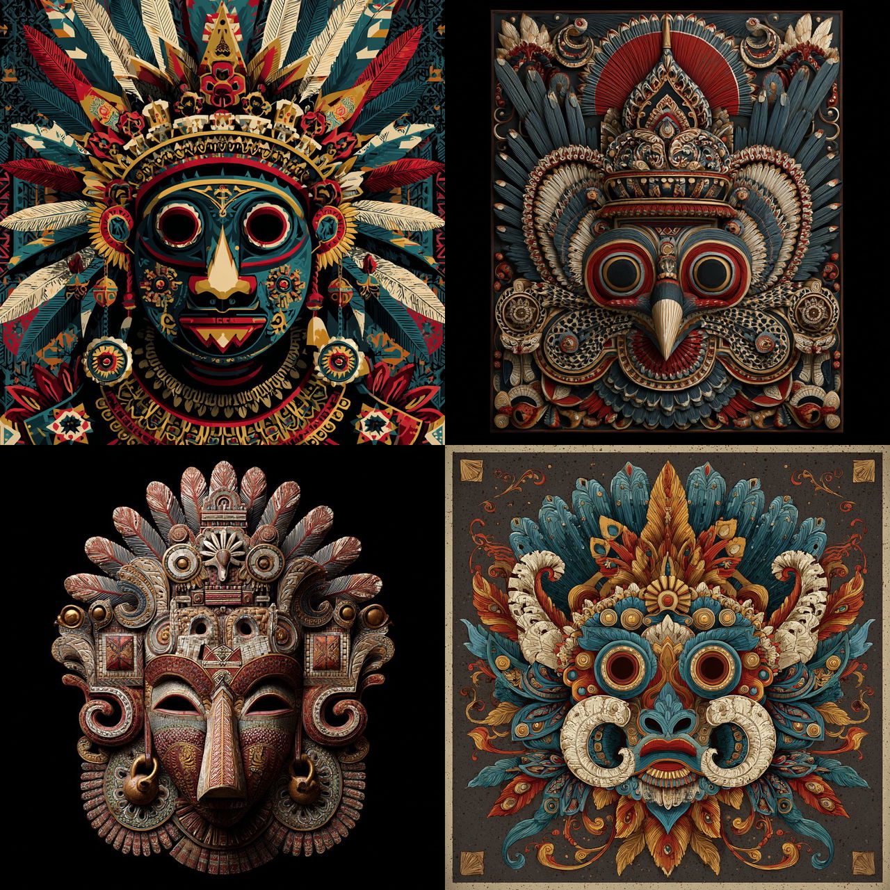 Dayak art style, Midjourney V7, render 1 of 4