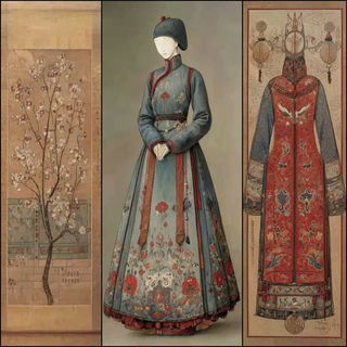 Tenonfold style, Midjourney V7: haute-couture fashion outfit