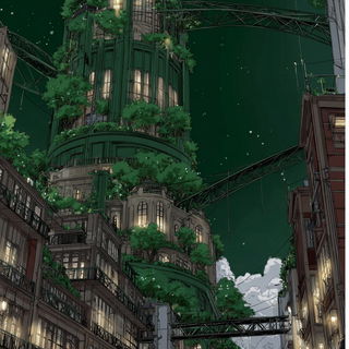 Fumebriar style, Midjourney V7: megacity with futuristic bioarchitecture