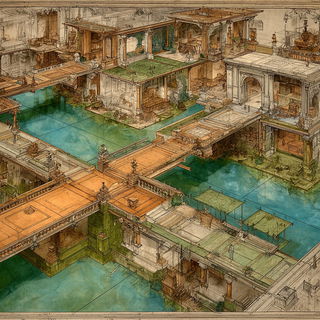 Ruincascade style, Midjourney V7: abstract 3D render