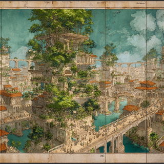 Ruincascade style, Midjourney V7: megacity with futuristic bioarchitecture