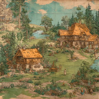 Ruincascade style, Midjourney V7: traditional folk art