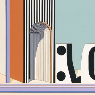 Calcite Modette style, Midjourney V7: typographic composition with large letters