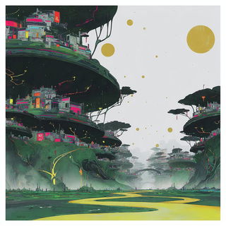 Glazebeast Rhapsody style, Midjourney V7: megacity with futuristic bioarchitecture