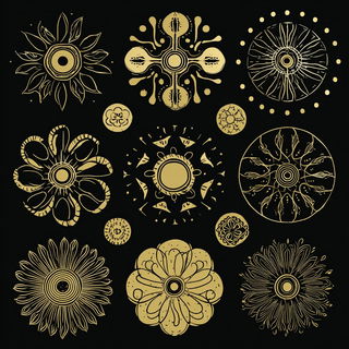 Goldleaf Phyllary style, Midjourney V7: creative pattern composition