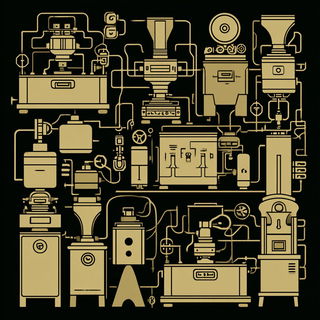 Goldleaf Phyllary style, Midjourney V7: technical infrastructure blueprint schematics