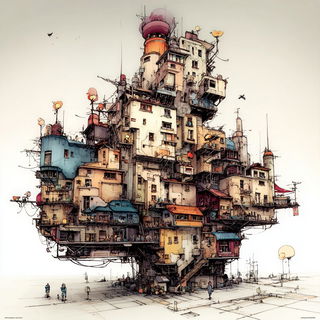 Carpal Megalithics style, Midjourney V7: megacity with futuristic bioarchitecture