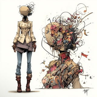 Carpal Megalithics style, Midjourney V7: haute-couture fashion outfit