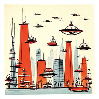 Glyphorama style, Midjourney V7: megacity with futuristic bioarchitecture