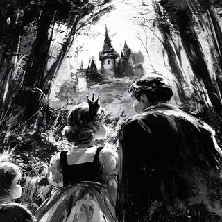 Proscenium Violence style, Midjourney V7: retro fairy-tale illustration