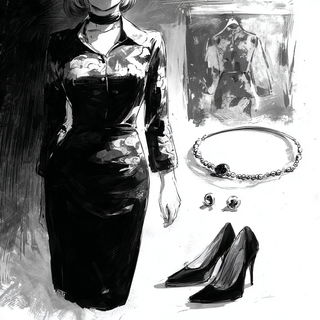 Proscenium Violence style, Midjourney V7: haute-couture fashion outfit