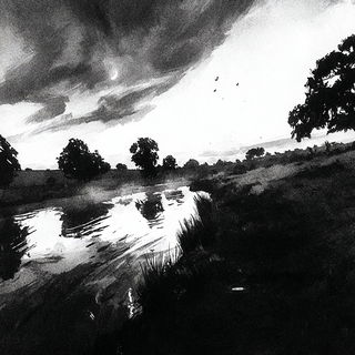 Proscenium Violence style, Midjourney V7: realistic landscape photograph of quiet dawn