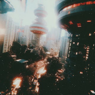 Ambertrail Marblestain style, Midjourney V7: megacity with futuristic bioarchitecture
