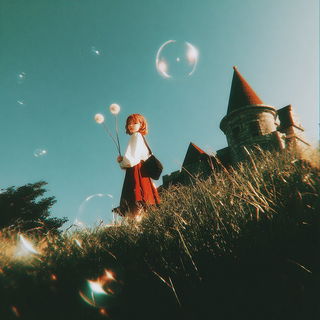 Ambertrail Marblestain style, Midjourney V7: retro fairy-tale illustration