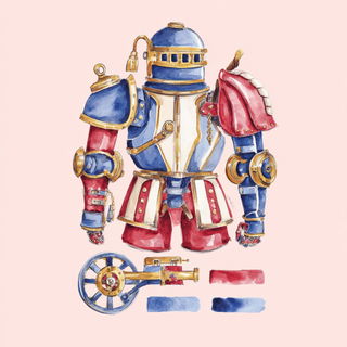 Washstar Iconics style, Midjourney V7: concept art character design of retropunk steam knight