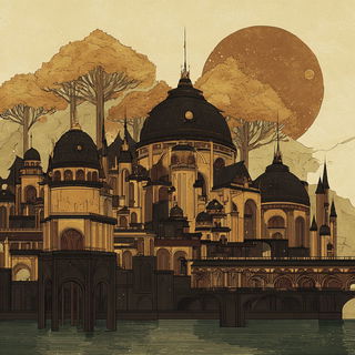 Cenobite Castlegraph style, Midjourney V7: megacity with futuristic bioarchitecture