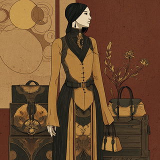 Cenobite Castlegraph style, Midjourney V7: haute-couture fashion outfit