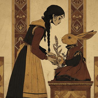 Cenobite Castlegraph style, Midjourney V7: traditional folk art